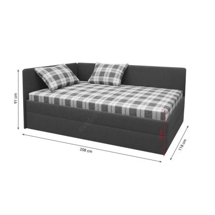 Upholstered daybed with reversible left/right headboard ARLY 110x200 cm anthracite/white