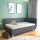 Upholstered daybed with storage and mattress EMILE 110x200 cm grey
