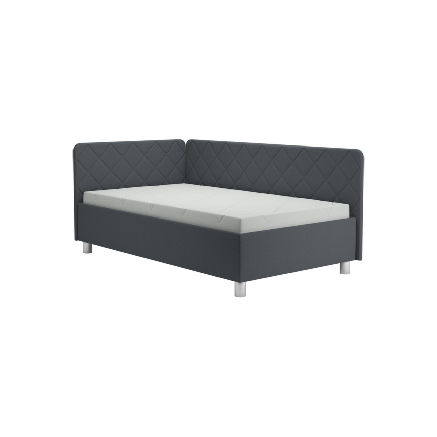 Upholstered daybed with storage and mattress EMILE 110x200 cm grey
