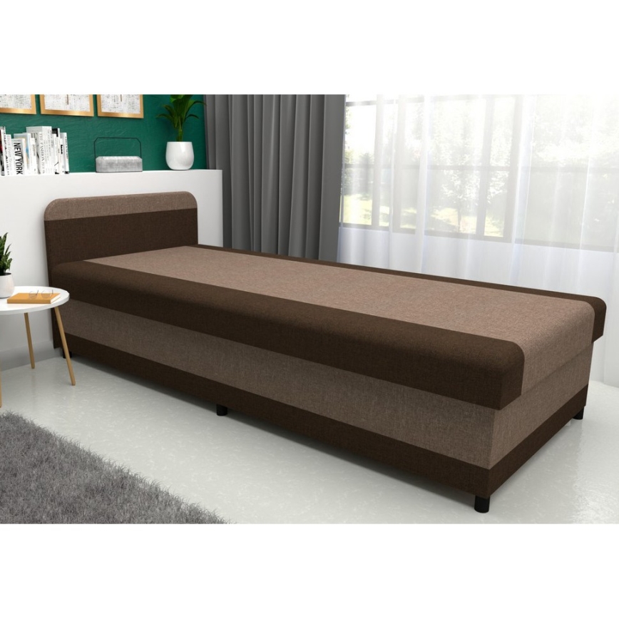 Upholstered daybed with storage TALI 80x202 Brown/Beige