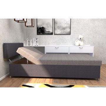 Upholstered divan bed with adjustable reclining and storage DALLAS 108x205 cm grey/anthracite
