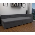 Upholstered divan bed with reversible headboard and built-in storage AMSTERDAM 90x200 cm grey