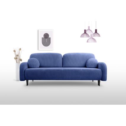Upholstered folding three-seater sofa CLOUDY blue