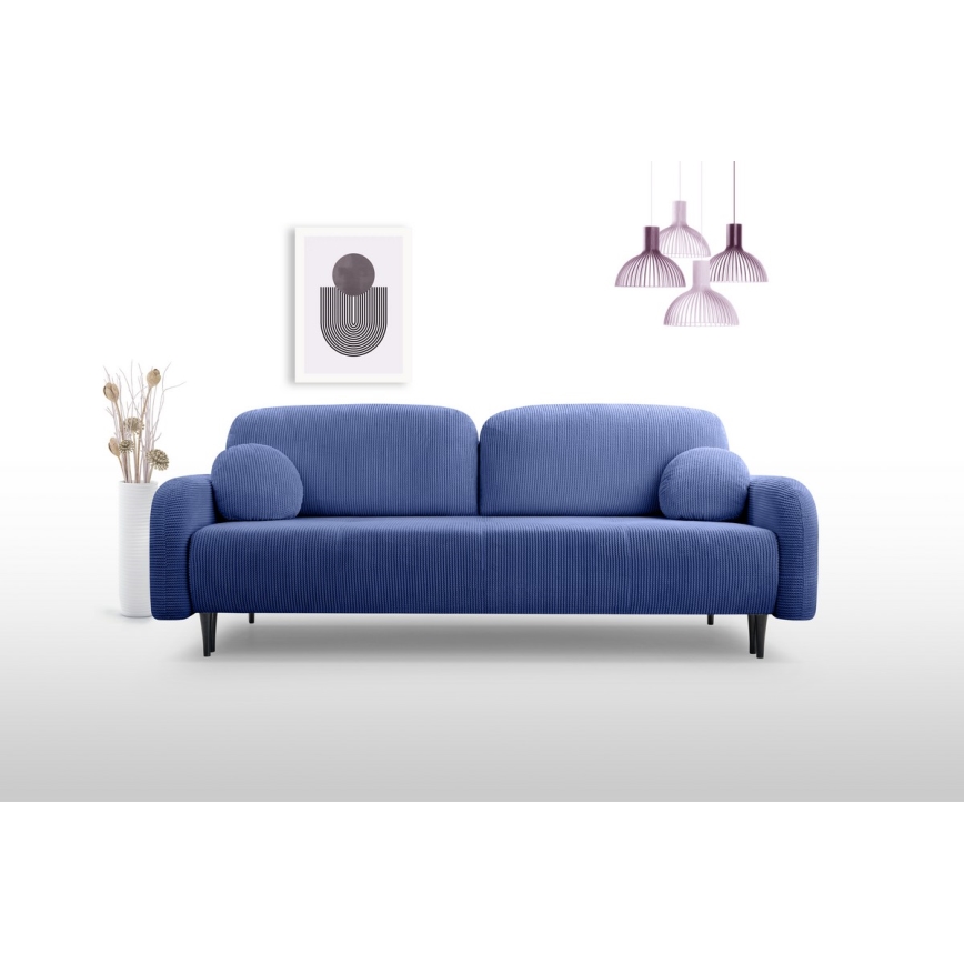 Upholstered folding three-seater sofa CLOUDY blue