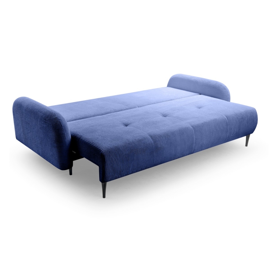 Upholstered folding three-seater sofa CLOUDY blue
