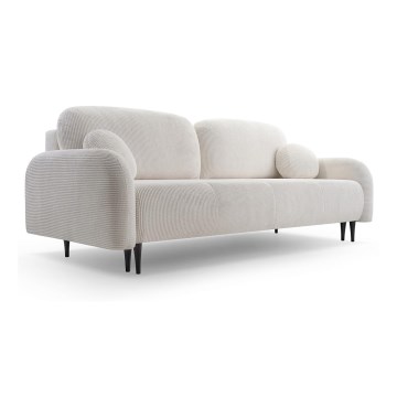 Upholstered folding three-seater sofa CLOUDY creamy