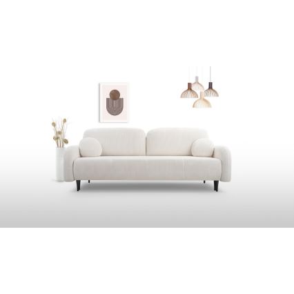 Upholstered folding three-seater sofa CLOUDY creamy