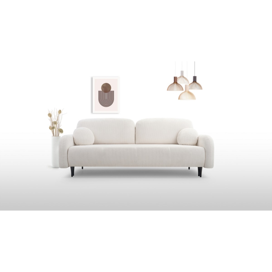 Upholstered folding three-seater sofa CLOUDY creamy
