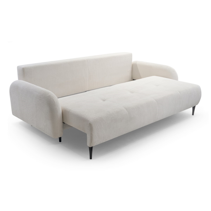 Upholstered folding three-seater sofa CLOUDY creamy
