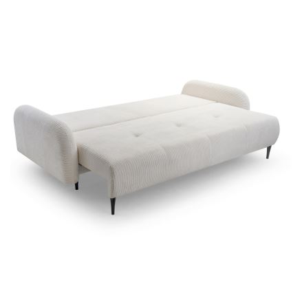Upholstered folding three-seater sofa CLOUDY creamy