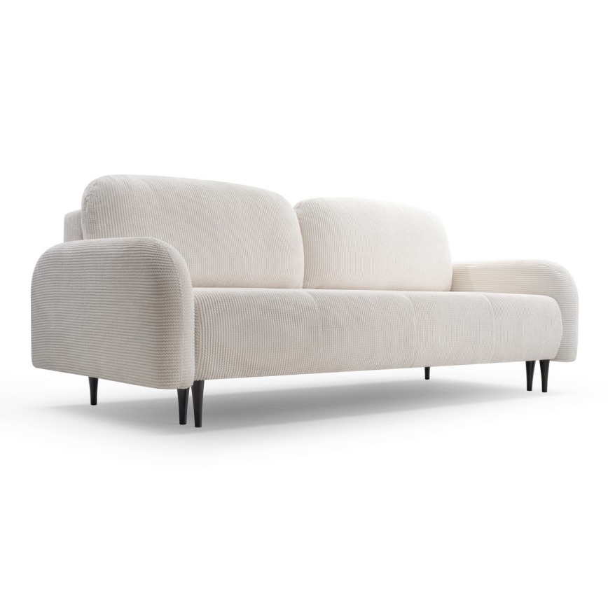 Upholstered folding three-seater sofa CLOUDY creamy