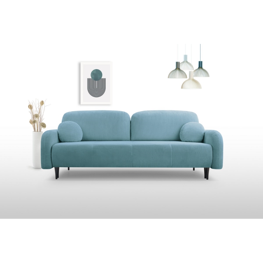 Upholstered folding three-seater sofa CLOUDY green