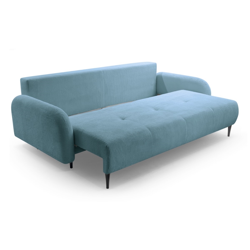 Upholstered folding three-seater sofa CLOUDY green
