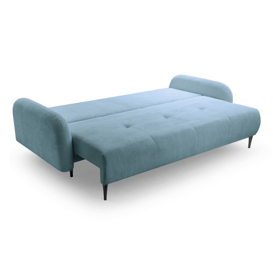 Upholstered folding three-seater sofa CLOUDY green
