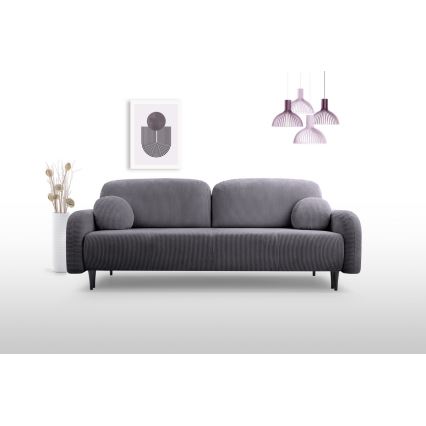 Upholstered folding three-seater sofa CLOUDY grey
