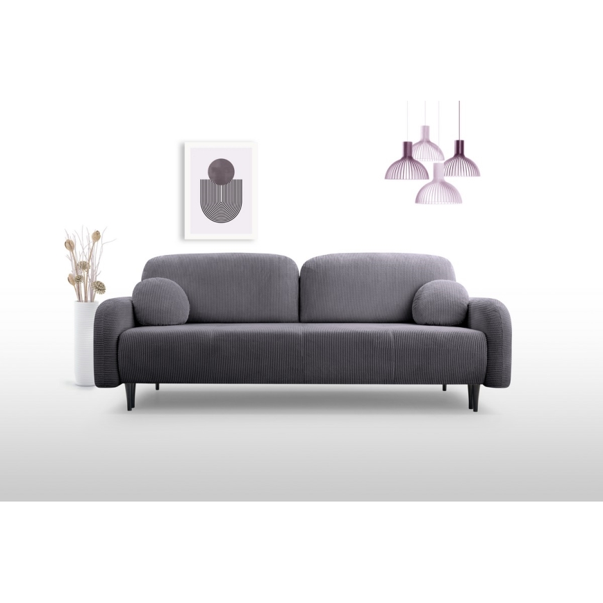 Upholstered folding three-seater sofa CLOUDY grey
