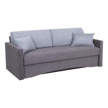 Upholstered folding three-seater sofa for everyday sleeping with armrests PAUL grey