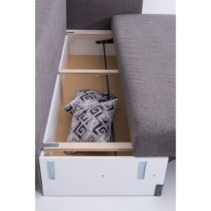 Upholstered folding three-seater sofa for everyday sleeping with armrests PAUL grey