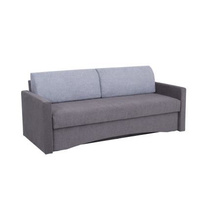 Upholstered folding three-seater sofa for everyday sleeping with armrests PAUL grey
