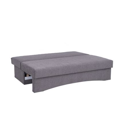 Upholstered folding three-seater sofa for everyday sleeping without armrests PAUL grey