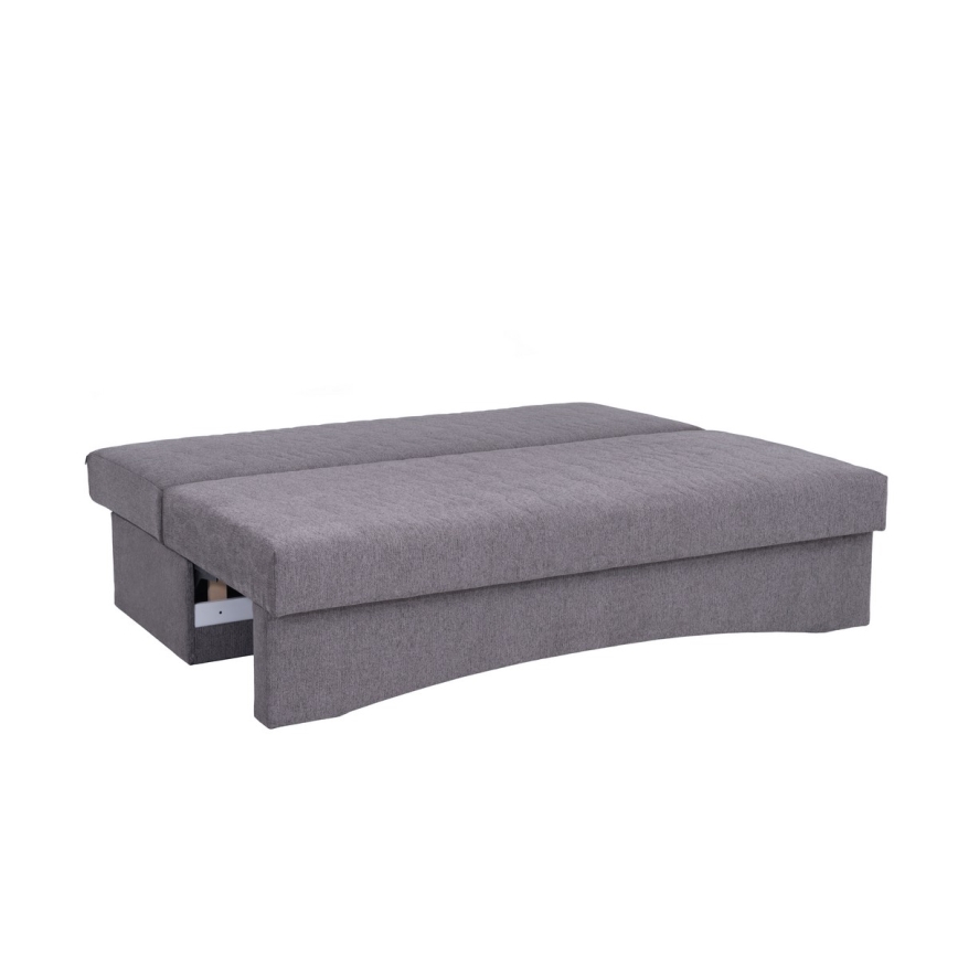 Upholstered folding three-seater sofa for everyday sleeping without armrests PAUL grey