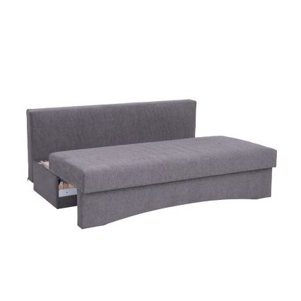 Upholstered folding three-seater sofa for everyday sleeping without armrests PAUL grey