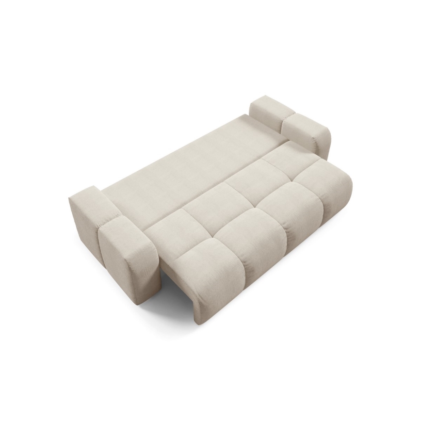 Upholstered folding three-seater sofa with a storage space ALMADA beige