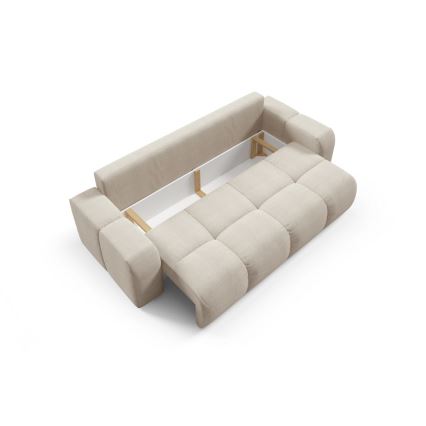 Upholstered folding three-seater sofa with a storage space ALMADA beige