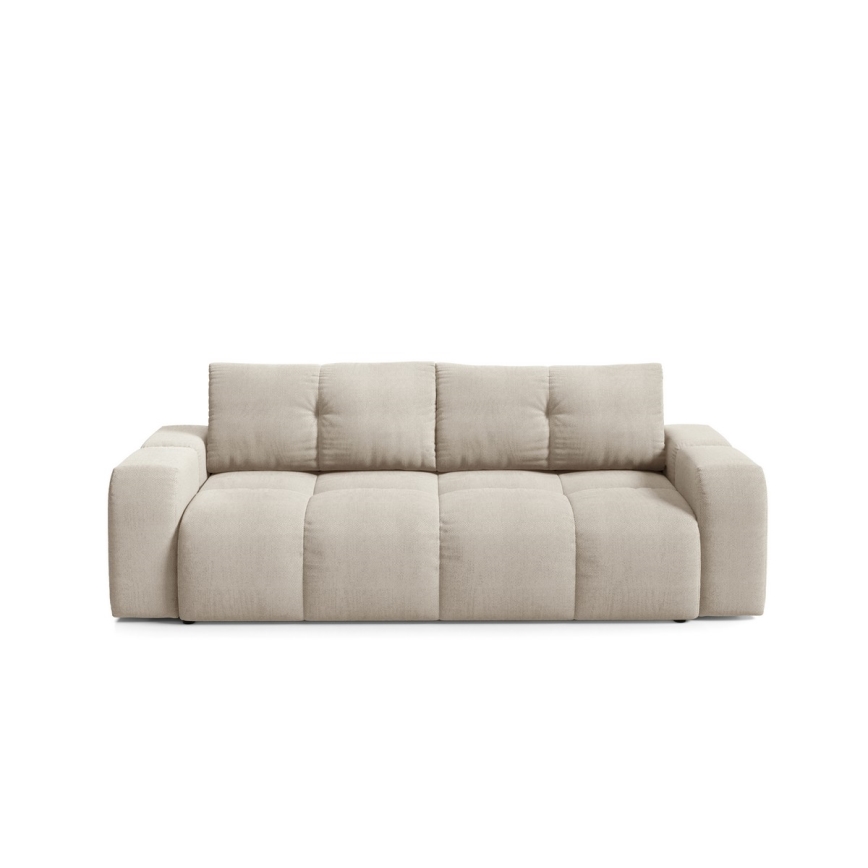 Upholstered folding three-seater sofa with a storage space ALMADA beige