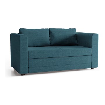 Upholstered folding two-seater sofa with armrests LAYLA blue