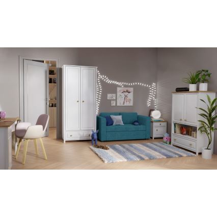 Upholstered folding two-seater sofa with armrests LAYLA blue