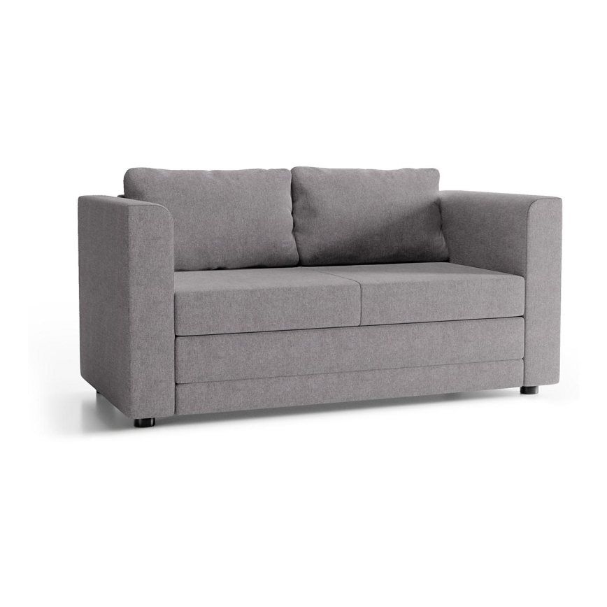 Upholstered folding two-seater sofa with armrests LAYLA grey