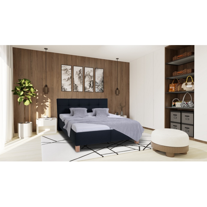 Upholstered MARIA bed with mattress and storage, 180x200 cm, anthracite