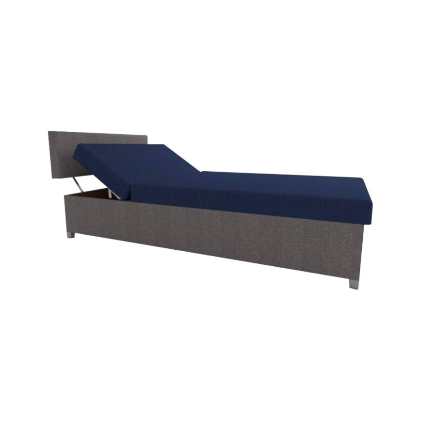 Upholstered reclining daybed with storage DALLAS 108x205 cm grey/blue