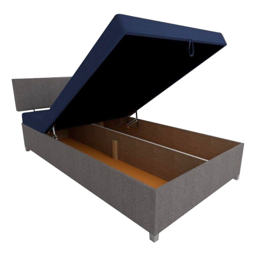 Upholstered reclining daybed with storage DALLAS 108x205 cm grey/blue