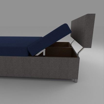 Upholstered reclining daybed with storage DALLAS 108x205 cm grey/blue
