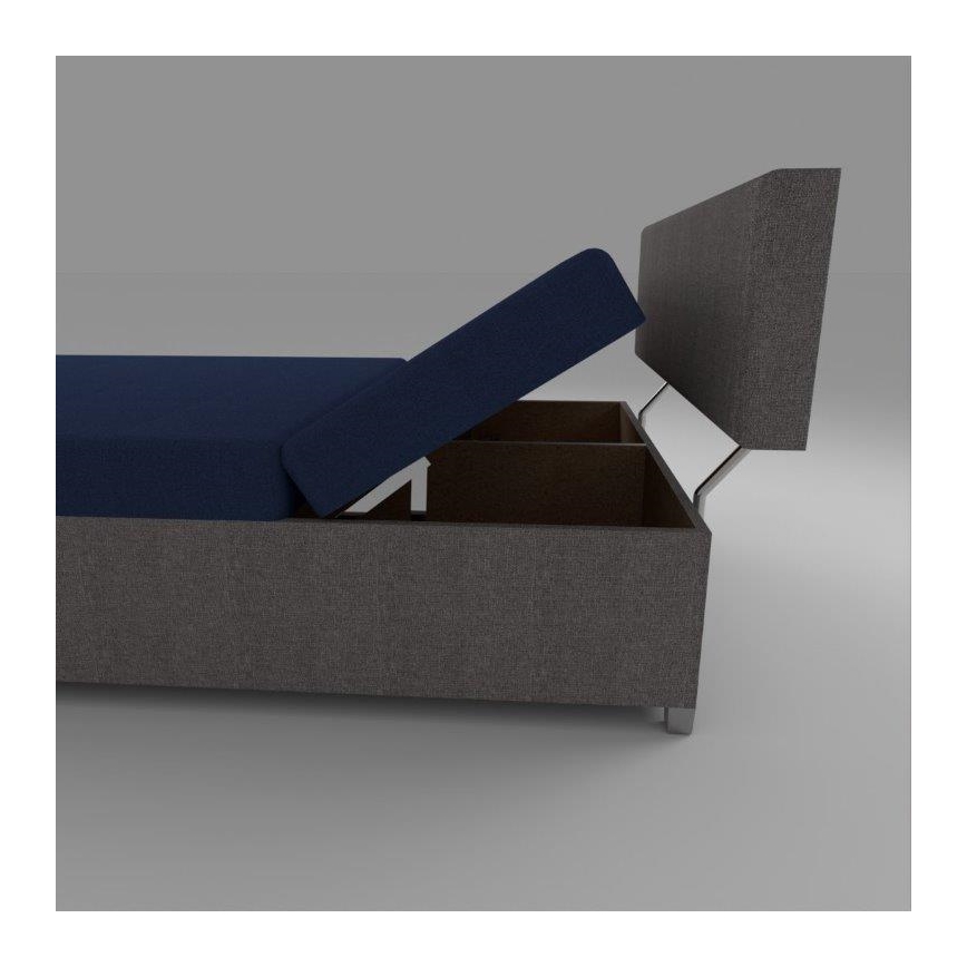 Upholstered reclining daybed with storage DALLAS 108x205 cm grey/blue