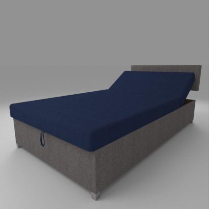 Upholstered reclining daybed with storage DALLAS 108x205 cm grey/blue