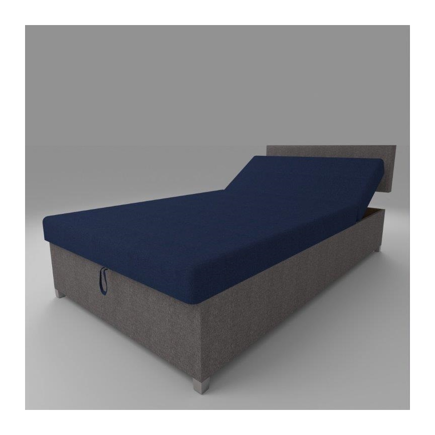 Upholstered reclining daybed with storage DALLAS 108x205 cm grey/blue