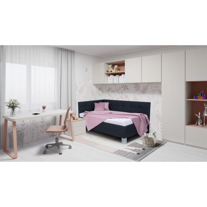 Upholstered bed frame with storage (mattress not included) MARIA PETITE 120x200 cm anthracite