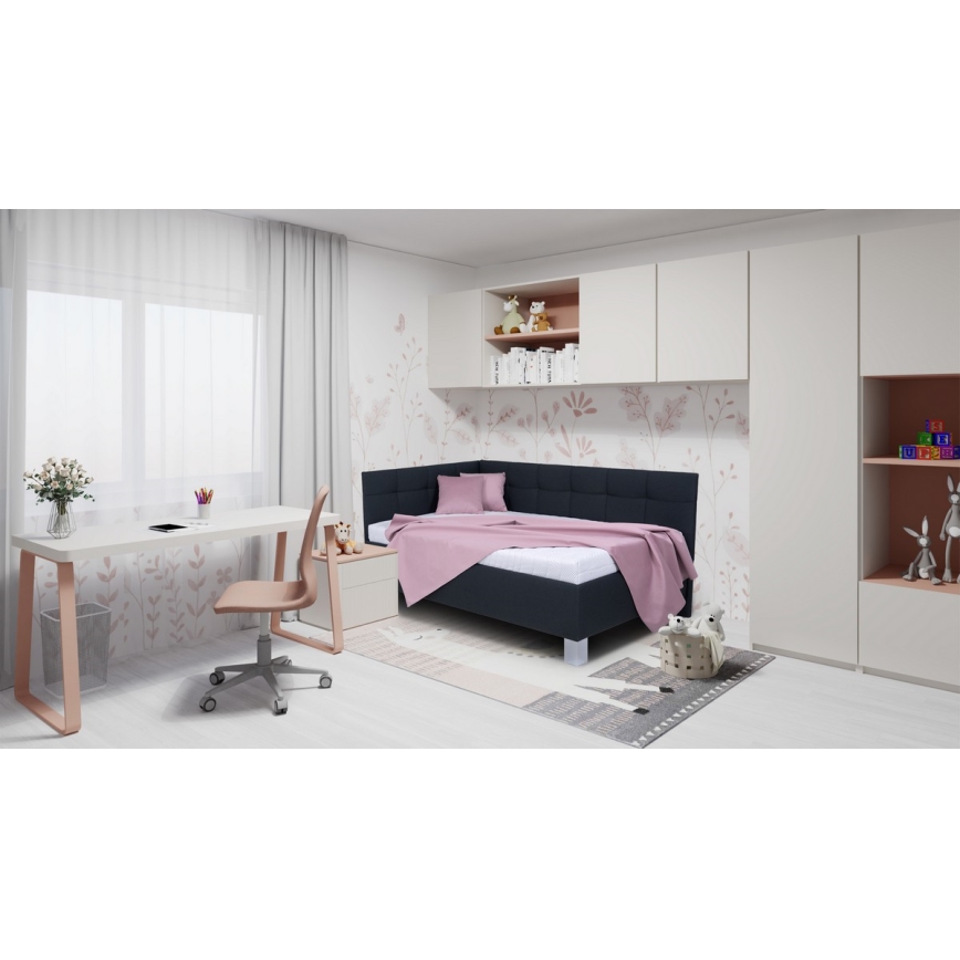 Upholstered bed frame with storage (mattress not included) MARIA PETITE 120x200 cm anthracite
