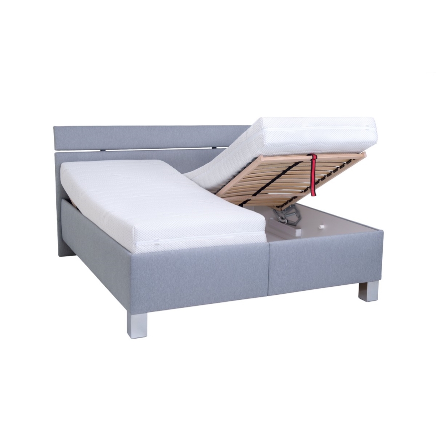 Upholstered storage bed — mattress not included, ALIS 160 x 200 cm, light grey
