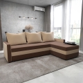 Upholstered universal folding corner L-shaped lounge suite BRISTOL brown/beige