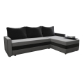 Upholstered universal folding corner L-shaped lounge suite BRISTOL grey/black