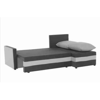 Upholstered universal folding corner L-shaped lounge suite BRISTOL grey/black