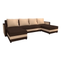 Upholstered universal folding corner U-shaped lounge suite BRISTOL brown/beige