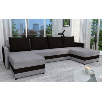 Upholstered universal folding U-shaped suite lounge BRISTOL grey/black
