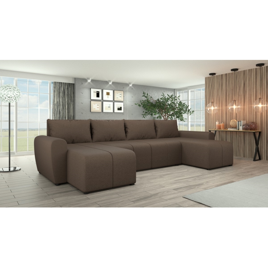 Upholstered universal folding U-shaped suite lounge NEWPORT brown
