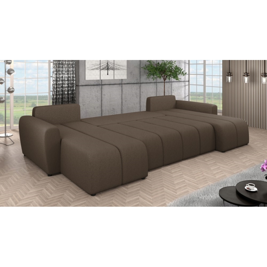 Upholstered universal folding U-shaped suite lounge NEWPORT brown