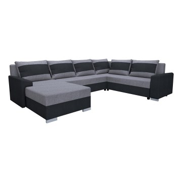 Upholstered universal folding U-shaped suite lounge OXFORD black/grey